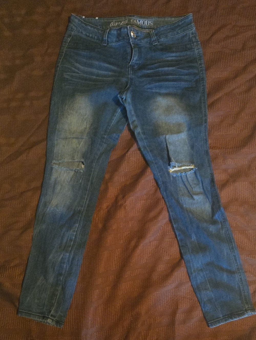 Almost Famous Blue Distressed Skinny Jeans